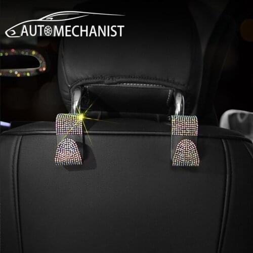 Car Headrest Hook Hanger Rhinestones Car Seat Back Hooks Clip Headrest Holder For Auto automobiles Storage Organizer Hook
