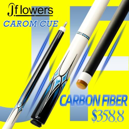 Jflowers Billiards 3 Cushion Carom Cue Carbon Fiber Carom Cue Stick 12mm 142cm Black Technology Korea Libre Cue with Case