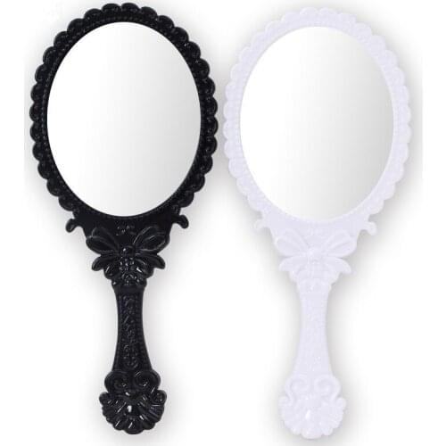 Black White Makeup Mirror Portable Cosmetic Mirrors Beauty Mirror Hand Held Mirror With Handle For Ladies Beauty Dresser