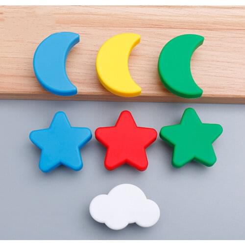 Children Rubber Door Handles Cute Pink Heart Star Moon Cloud Kitchen Cabinet Knobs and Handles Furniture Handle Drawer Pulls