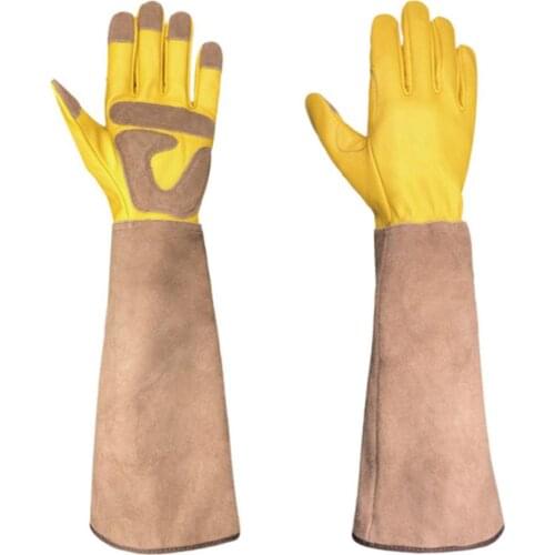 Long Gardening Gloves Cowhide Wear-resistant Beekeeping Shockproof Stab-proof Cut-proof Scald-proof Garden Gloves M/L/XL