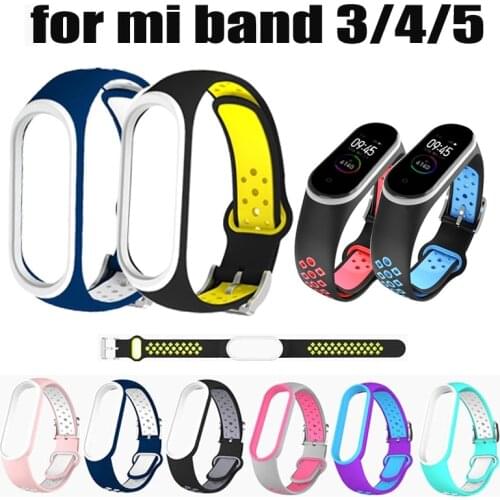 Double Color TPU Strap for Xiaomi Mi Band 5 4 3 6 Silicone Wristband Bracelet Replacement for Xiaomi Band 4 MiBand 3 4 5 6 Strap
