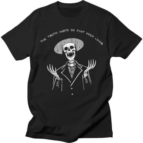 Kuakuayu HJN The Truth Hurts Letter Print Tshirt Skeleton T-Shirt Tumblr Grunge Aesthetic White Tee Hipster Art Hoe Shirt