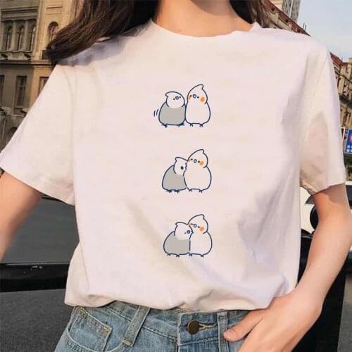 Kawaii Parrot T Shirt Women Harajuku Ullzang Cartoon T-shirt 90s Cute Printed Tshirt Grunge Korean Style Top Tees Female Clothin