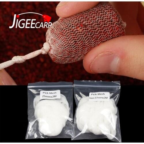 JIGEECARP 25mm/37mm*2m Safe Carp Fishing PVA Mesh Hair Rig Hook Bait Feeder Bags Boillie Rigging Rig Hook Bait Bags No Residue