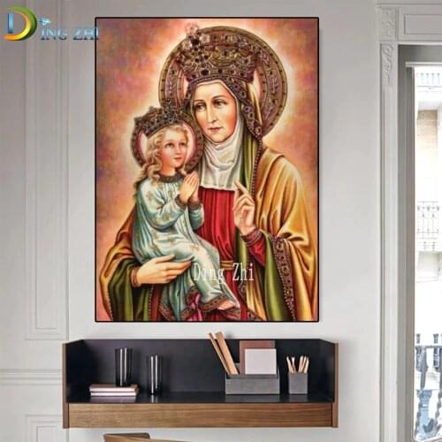 5D DIY Diamond Painting Religious Icons Full Round Square Virgin Mary Diamond Embroidery Beaded Mosaic Church Home Decorations