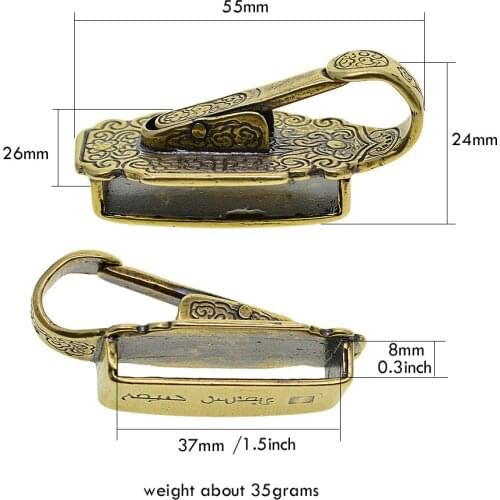 Brass Chinese Style Vintage Keychain Belt Loop Key Holder Compact Hanger