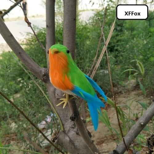 Small simulation turned bird model foam&furs real life orange&green bird doll gift about 12cm xf1091