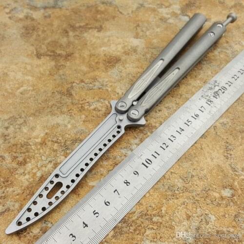 Mict Butterfly Trainer Knife III D2 Blade Titanium Handle Jilt Not Sharp Hunting Folding Pocket Knife gift knives