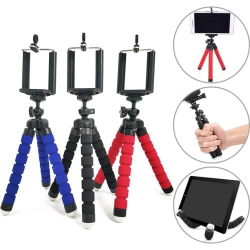 Mini Tripod Multifunctional Flexible Tripod Portable Sponge Tripod with Phone Clip for Selfie Mobile Phones Lightweight Camera