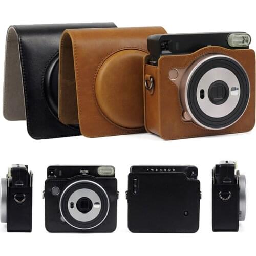 Besegad PU Leather Mini Camera Bag Case Pouch With Shoulder Strap For Fujifilm Fuji Instax SQ6 Instant Camera Storage Bag