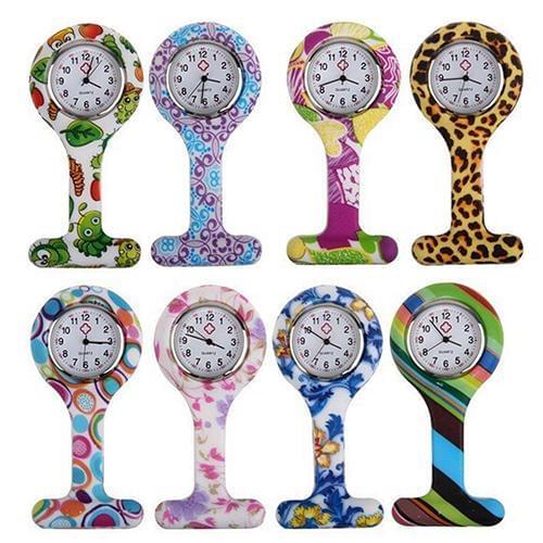 Fashion Patterned Silicone Nurses Brooch Tunic Fob Pocket Watch Stainless Dial dropshipping