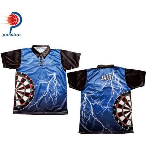 25 USD Each 100% Polyester Mens Team Player Blue Black Lightning Dart Polo-Shirts