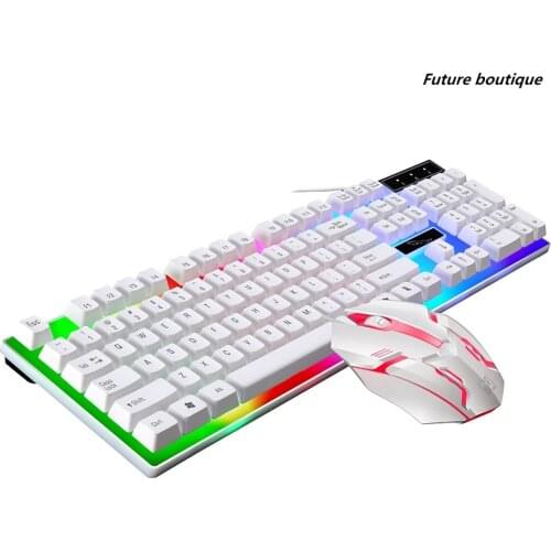 White Black Backlit Wired Keyboard Mouse Set Gaming Keyboard Gamer Mouse tripod Keyboard Kit Home Office PC Laptop Flash sale