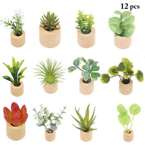 12 Pcs 3D Plastic Fridge Magnets Set Decor Lifelike Plants Magnetic Sticker For Refrigerator Message Board Magnetic Potted Plant