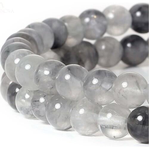 Natural Stone Cloudy Quartz Round Loose Beads 15" Strand 4 6 8 10 12 14MM Pick Size For DIY Jewelry Making