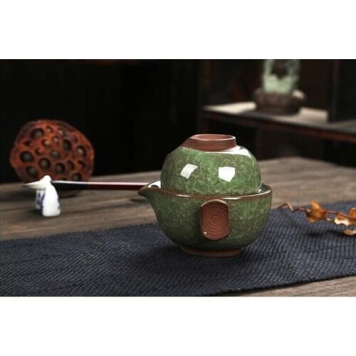 NEW Drinkware 1 Teapot+1 Teacup Quik Cup LIGHT GREEN Easy Teapot Cup 160ml Purple Clay Travel Bowl Office Tea set