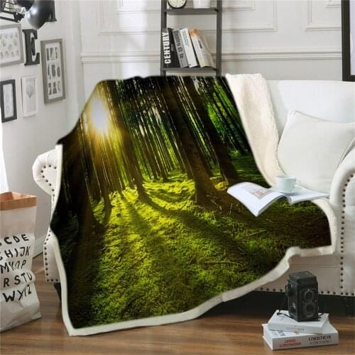 Tree Color Fashion Throw Blanket Travel 3D Print Warm Sherpa Fleece Microfiber Sofa Wearable Office Quilts Kid Adult