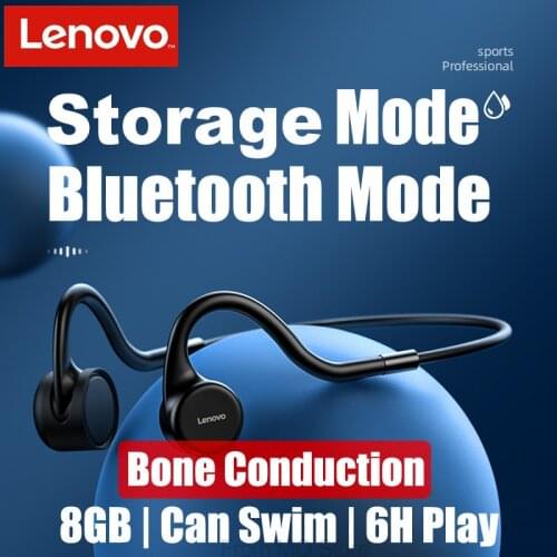 Original Lenovo X5 Wireless Bluetooth Earphone Bone Conduction Stereo IPX8 Waterproof with Microphone Can Swimming 8GB Storage