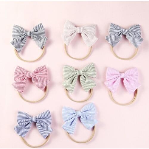Baby Headband Striped Bow Girl Headbands Toddler Nylon Elastic Hair Accessories Kids Head Band Infant Hairband Photography Props