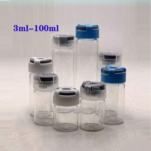 3-30ml transparent bayonet penicillin bottle sample sub packing experiment glass bottle with plastic anti-theft cover
