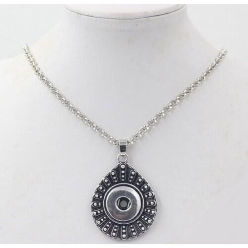 1PC New Wholesale Interchangeable Snap Necklace Bohemia Vintage Water Drop Pendant Necklaces Jewelry collier collar snap Jewelry
