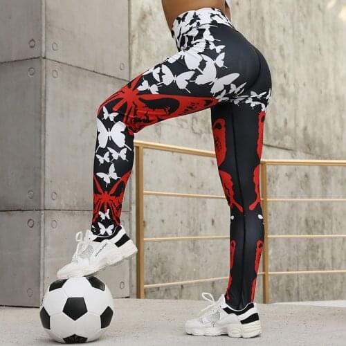 WHOUARE Sport Woman Leggings Yoga Gym Fitness Essentials Pants High Waist Hip Lift Elasticity Butterfly Print Yoga Leggings