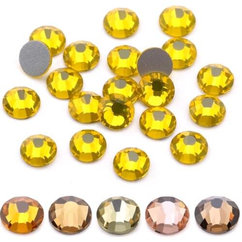 SS3-SS20 Citrine rhinestone for Nail Art 1440pcs Flatback Non Hotfix Glue on Nail Art Rhinestones Boutique and Top grade