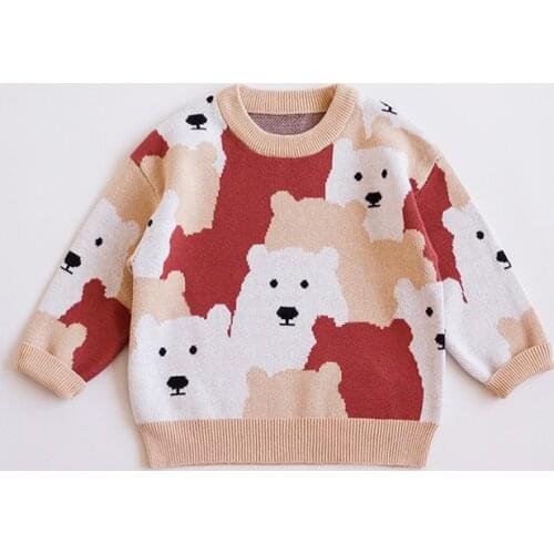 21 Girls sweaters pullover cartoon bear pattern sweet cute toddler baby knitted tops