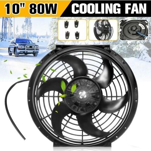 Universal 10 Inch Black Slim Fan Push Pull Electric Radiator Cooling 12V 80W Mount Kit