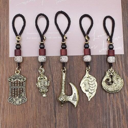 Vintage Copper Unisex Gourd Key Chain Lanyard Pendant Jewelry Accessory Metal Brass Car Keyring Lucky Rope Keychains Gift