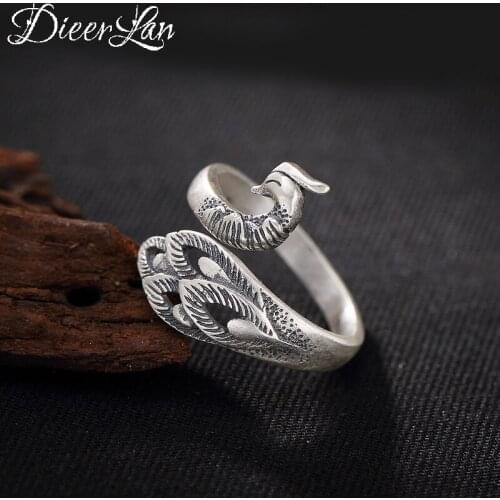 Punk Vintage Silver Color Peacock Rings For Women Men Gothic Antique Jewelry Anillos 2020