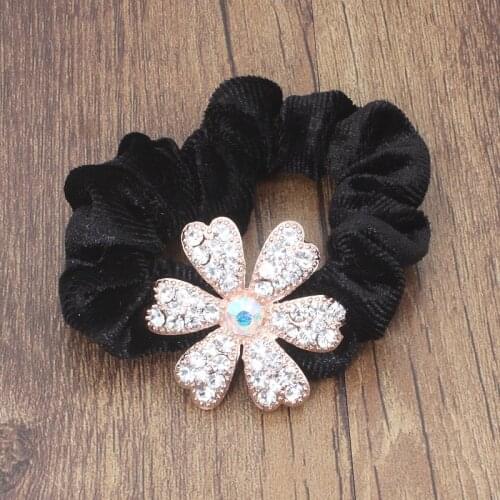 Women Hair Accessories Rhinestone Ponytail Holder Girls Scrunchies Vintage Velvet Elastic Band Crystal Hair Rope Headdress