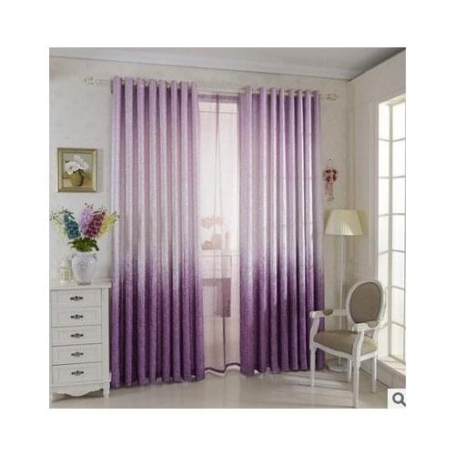 European style living room bedroom gold jacquard curtain trees Printed Gradient color curtain