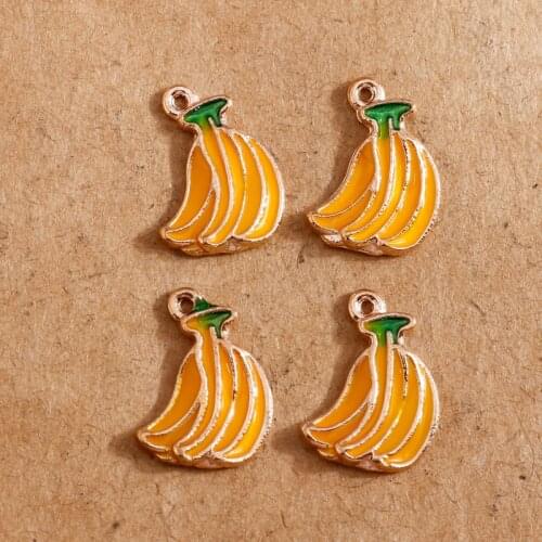 10pcs 10*14mm Enamel Fruits Banana Charms for Jewelry Making Fashion Fruits Pendants for Bracelets Necklace DIY Jewelry Findings