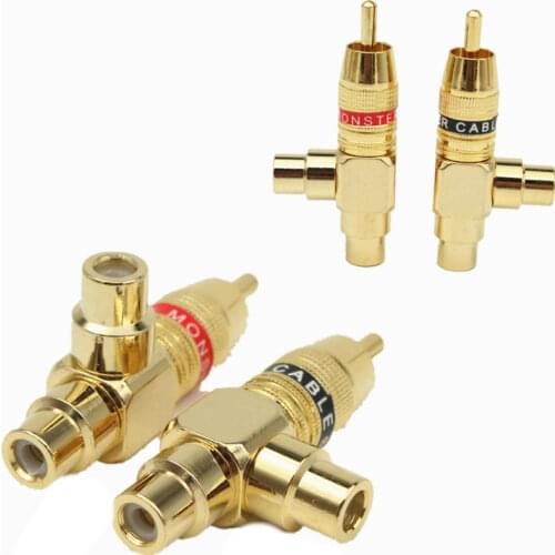 8Pcs Audiophile Copper Audio Splitter Plug RCA 1 Male To 2 Female AV Socket Connector Adapter