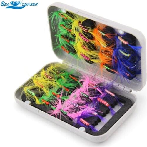 32pcs Trout Nymph Fly Fishing Lure 3 Colors Fly Fishing Flies with Box Carp Artificial Fish Bait Suspending Topwater Baits