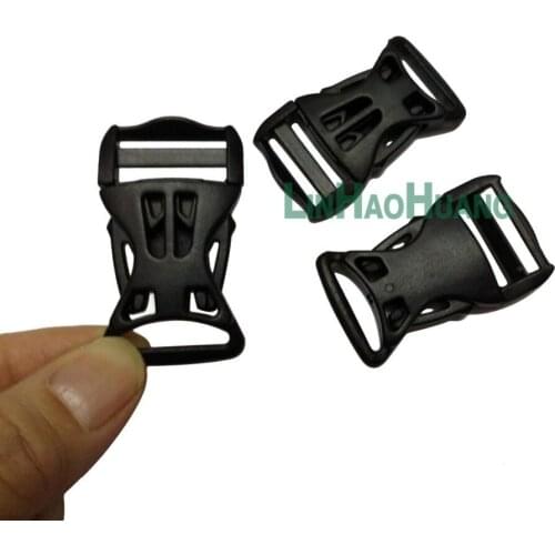 50pcs/lot 20mm Black plastic Dual Adjustable & Security Double Lock Buckle for Paracord Tactical shoes Bags DIY Accessorie
