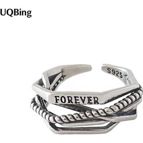 925 Sterling Silver Multi Layer Retro Finger Open Rings Jewelry For Women Accessory