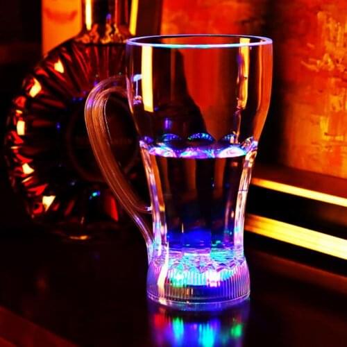 Acrylic LED Flashing Color Change Water Activated Light up Beer Whisky Cup Mug