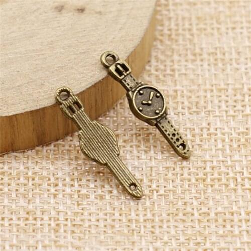 Free shipping 108pcs 24x6mm antique bronze Watch charms diy retro jewelry fit Earring keychain hair card pendant accessories