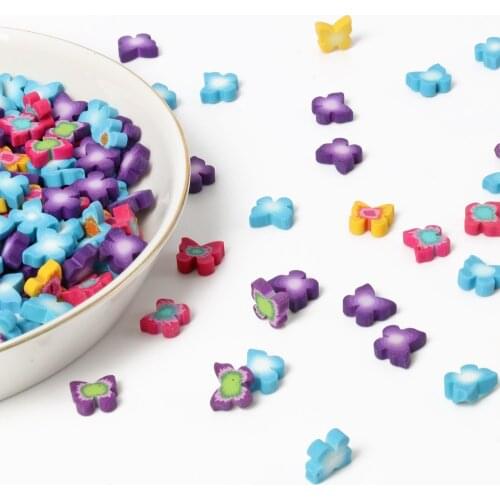 10x9x3mm Mixed Polymer Clay Beads Butterfly Soft Pottery Loose Spacer Beads for Jewelry Making Diy Bracelet Necklace Accessories