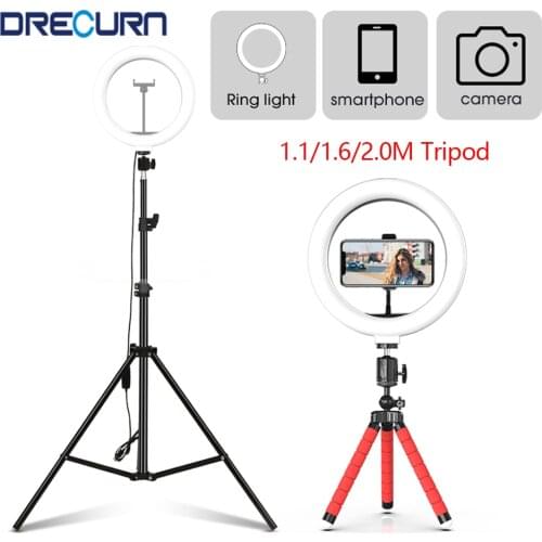 DRECURN 1.1/1.6/2.0 M Light Stand Tripod 1/4 Screw Mount Coonect DSLRs Cemare Ring Light Softbox Photographic Lighting Tripod