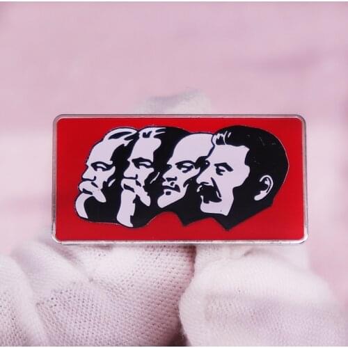 Communism Flag Marx Engels Lenin Stalin CCCP Enamel laple Pin Long Live Marxism-Leninism Badge