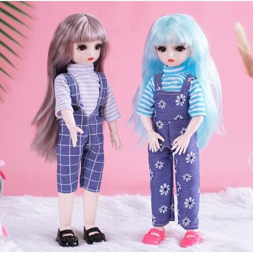 28 Cm Doll Overalls Clothes Dress Up Retro Clothes DIY Toy 1/6 BJD Doll Accessories Girl Toys for Children