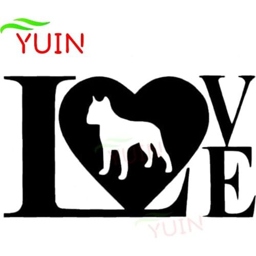 Creative Love Bulldog Animal Decoration Car Sticker Cute PVC Bumper Window Cars Accessories Sunscreen Waterproof Decal