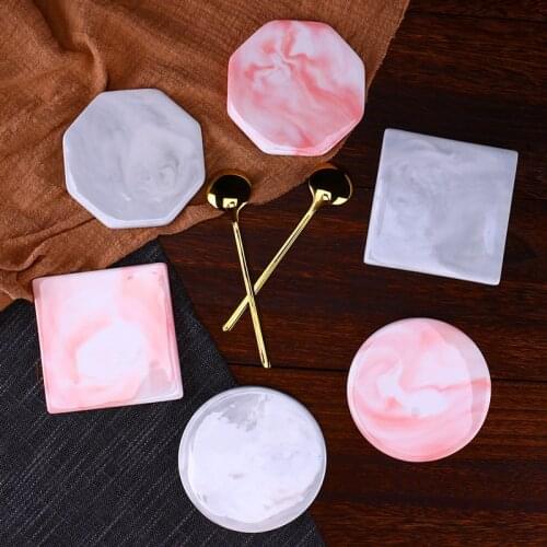 Creative Marble Ceramic Cup Mat Irregular Square Round Mug Coffee Dining Table Thermal Insulation Coaster