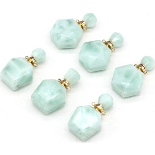 Small Pendant Natural Semi-Precious Stones Green Angel Perfume Bottle Pendant for Jewelry Making Charm DIY Necklace Accessories