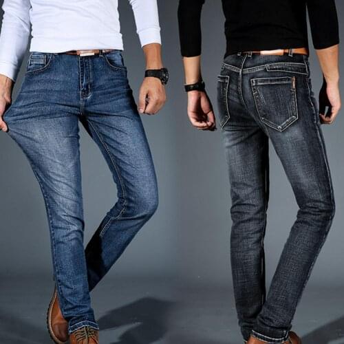 Plus Size Fashion Men Jeans Mid Rise Long Pants Denim Trousers Jeans Mid Rise Long Pants Denim Trousers Men