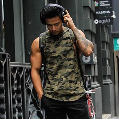 Military Camouflage Vest European American Mens Fitness Fashion Tank Tops 2019 Outdoor Running Training Sleeveless Sweatshirts